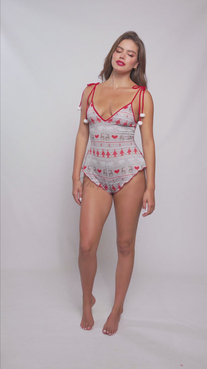 Mapale 7596 Sleep Romper Holiday Print