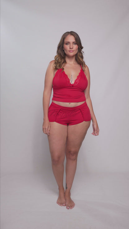 Mapale Lounge Plus Size 7593X Two Piece Pajama Set Red