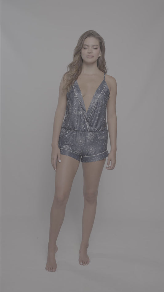 Mapale Stellium Sleep Relaxed Romper Sapphire Blue Print