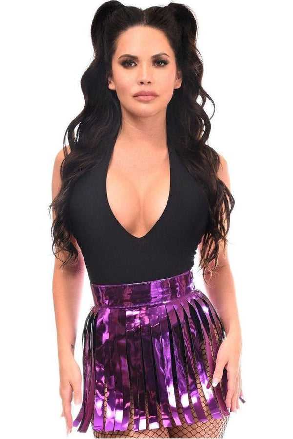 Daisy Corsets Purple Metallic Fringe Skirt