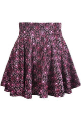 Daisy Corsets Skulls Gothic Print Stretch Lycra Skirt