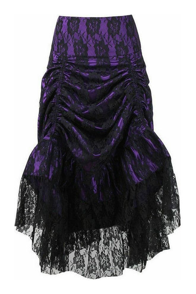 Daisy Corsets Purple w/Black Lace Overlay Ruched Bustle Skirt