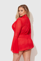 Dragon Sheer Robe with Satin Bra & G-String Set