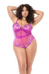 Mapale Twillight Orchid Floral Embroidery Teddy Azalea Pink