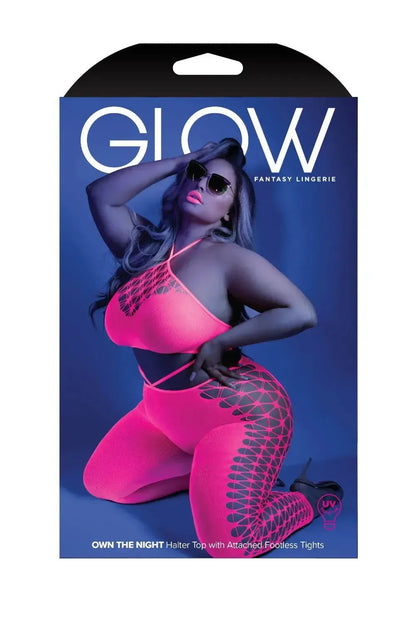Fantasy Queen Glow Black Light Own The Night Bodystocking Neon Pink