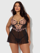 Nova Blacklight Glow Lace Babydoll Set