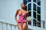 Roma Confidential Queen Plus Of Hearts Peplum Teddy Pink
