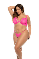 Mapale Queen Arcadia Pink Crush Underwire Mesh Babydoll Slip Bra Set