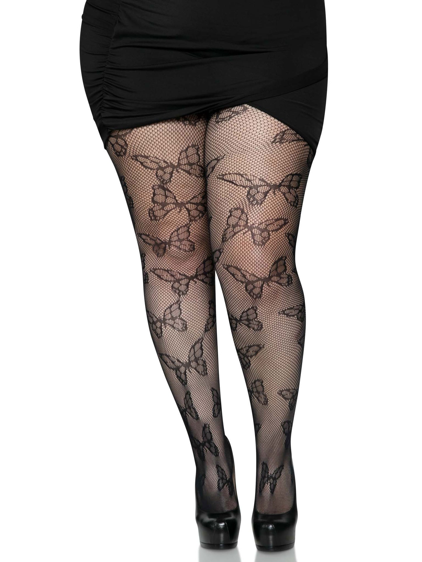 Leg Avenue Butterfly Net Tights - 1x/2x - Black