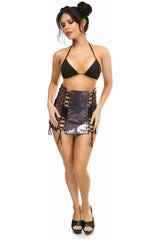 Rainbow Fishnet Pattern PVC Lace - Up Skirt - Daisy Corsets