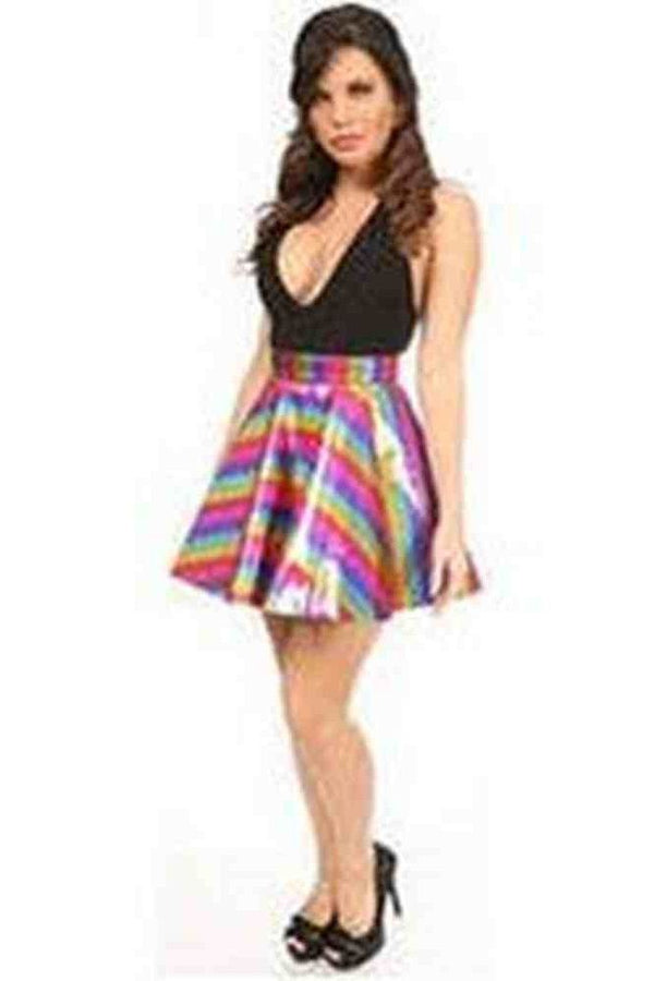 Daisy Corsets Rainbow Glitter PVC Skater Skirt ACC-705