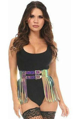 Daisy Corsets Rainbow Gold Holo Fringe Skirt