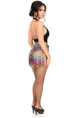 Rainbow Hearts Faux Leather Fringe Skirt - Daisy Corsets