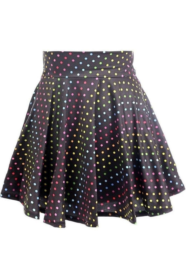 Daisy Corsets Rainbow Polka Dots Print Stretch Lycra Skirt