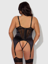 Raquel Mesh & Silky Micro Bustier Set Black