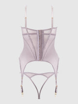 Raquel Mesh & Silky Micro Bustier Set Dark Rose