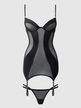 Raquel Mesh & Silky Micro Chemise Set Black