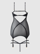 Raquel Mesh & Silky Micro Chemise Set Black