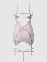 Raquel Mesh & Silky Micro Chemise Set Dark Rose