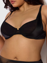 Raquel Mesh & Silky Micro Garter Skirt Bra Set Black