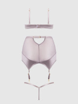 House of Desire Queen Raquel Mesh & Silky Micro Garter Skirt Bra Set Dark Rose
