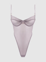 Raquel See Through Mesh & Silky Micro Bodysuit Dark Rose