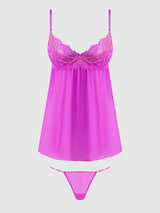 Reanna Lace & Chain Babydoll Set Pink