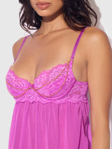 Reanna Lace & Chain Babydoll Set Pink