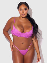 House of Desire Queen Reanna Lace & Chain Garter Bra Set Pink