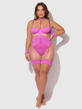 Reanna Lace & Chain Handcuff Teddy Pink