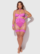 House of Desire Queen Reanna Lace & Chain Handcuff Teddy Pink
