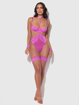 Reanna Lace & Chain Handcuff Teddy Pink