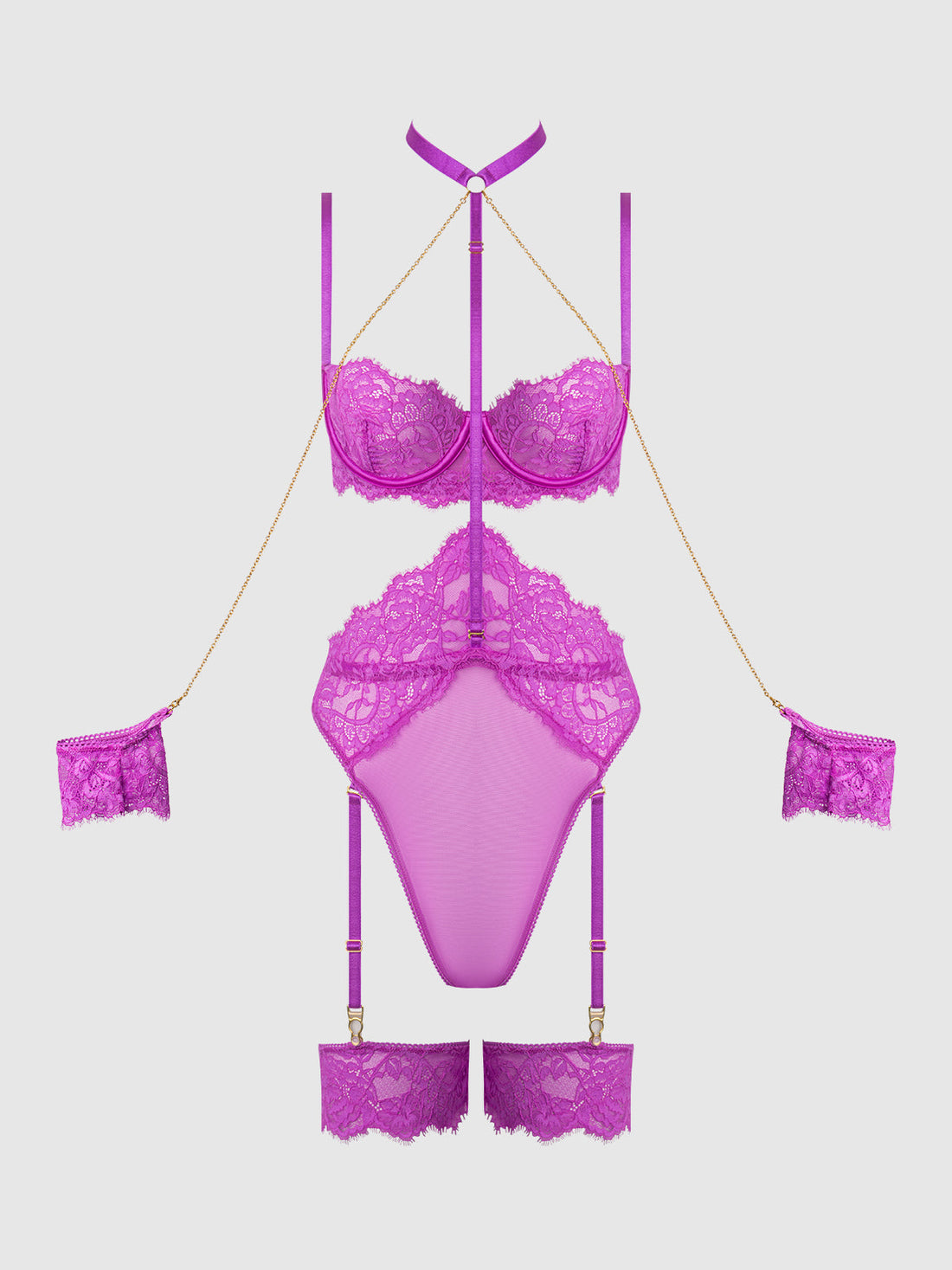 Reanna Lace & Chain Handcuff Teddy Pink