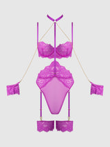 House of Desire Queen Reanna Lace & Chain Handcuff Teddy Pink