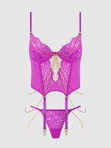 Reanna Lace & Chain Merrywidow Bustier Set Pink