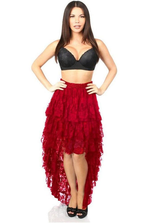 Daisy Corsets Red High Low Lace Skirt ACC-856
