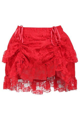 Daisy Corsets Red Lace Ruched Bustle Skirt