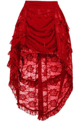 Daisy Corsets Lace Ruched Front High Low Lace Skirt