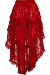 Daisy Corsets Lace Ruched Front High Low Lace Skirt