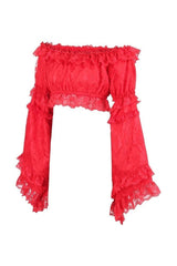 Daisy Corsets Lace Smocked Flare Sleeve Peasant Top
