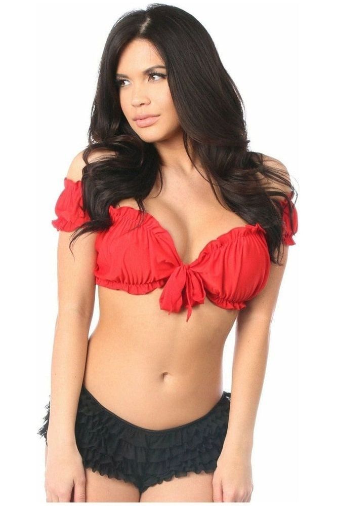Daisy Corsets Red Peasant Top