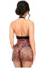 Red Plaid Faux Leather Fringe Skirt - Daisy Corsets