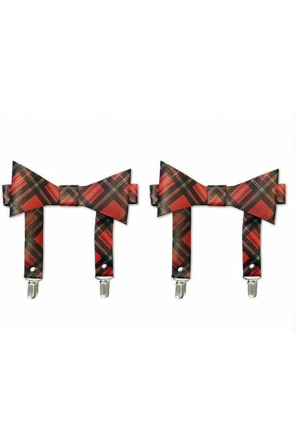 Daisy Corsets Red Plaid Faux Leather Garters (set of 2)