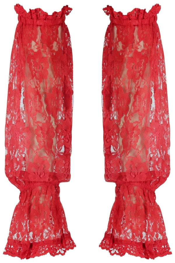 Daisy Corsets Red Sheer Lace Smocked Sleeves