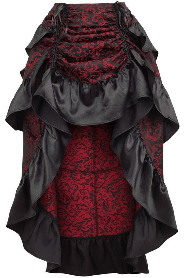 Daisy Corsets Red/Black Brocade Adjustable High Low Bustle Skirt