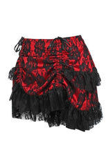 Daisy Corsets Red/Black Lace Ruched Bustle Skirt