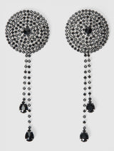 Rhinestone Cone & Dangle Nipple Covers Burlesque Black