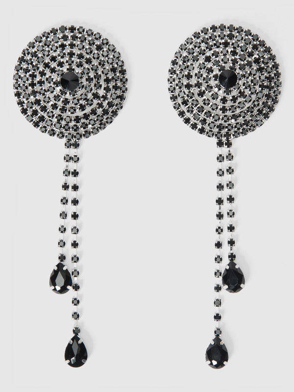 House of Desire Rhinestone Cone & Dangle Nipple Covers Burlesque Black