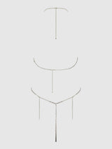 Rhinestone Dangle Fringe Teddy Silver