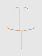 Rhinestone Dangle V-Neck Bra Gold